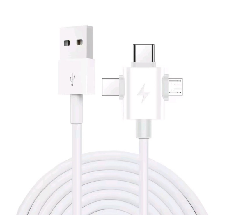 Кабель 3в1 USB - Type-c, Lightning, Micro для быстрой зарядки смартфонов \1,3 метра \ Белый