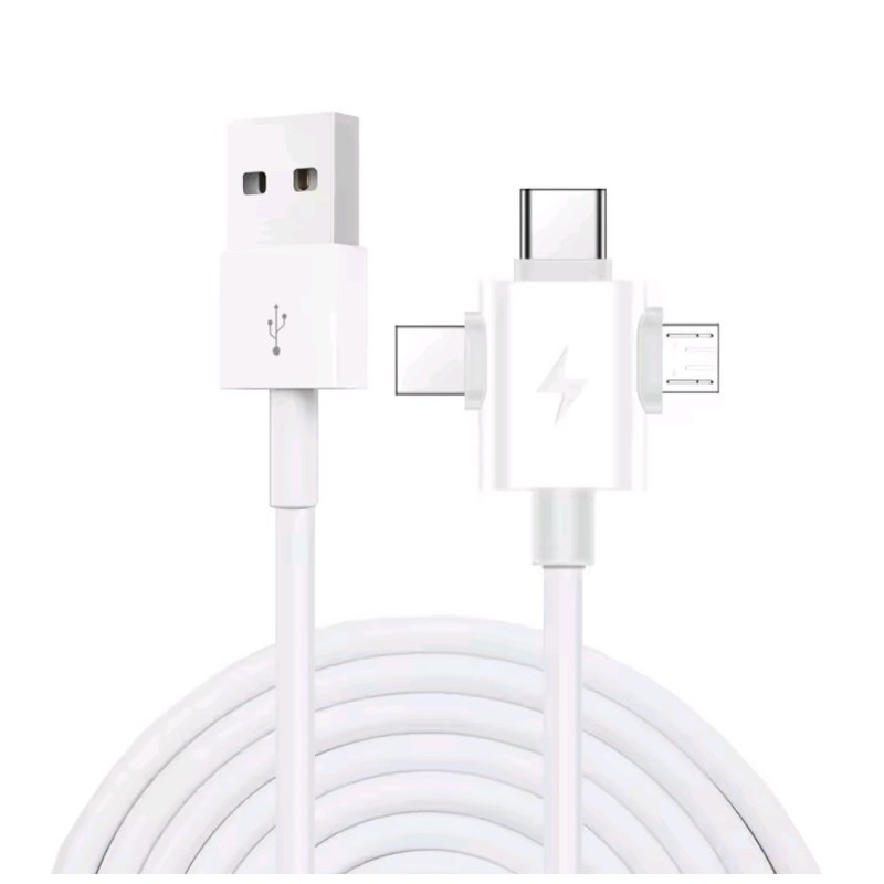 Кабель 3в1 USB - Type-c, Lightning, Micro для швидкої зарядки смартфонів \1,3 метра\ Білий