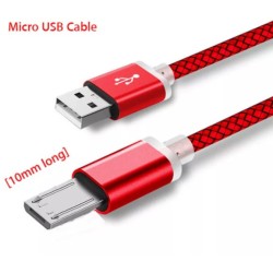Micro USB кабель з довжиною конектором 9 мм, підсилення Червоний
