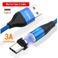 Магнітний круглий кабель USB Type-C TOPK для швидкої зарядки Синій