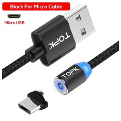 Магнітний Micro USB кабель TOPK Чорний 2 метри
