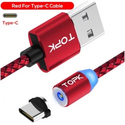 Магнітний Type C USB кабель TOPK Червоний 2 метри