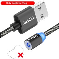 Магнітний USB кабель TOPK без конектора Сірий 2 метра
