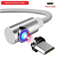 Магнітний Кутовий Micro USB кабель TOPK Сірий 2 метра