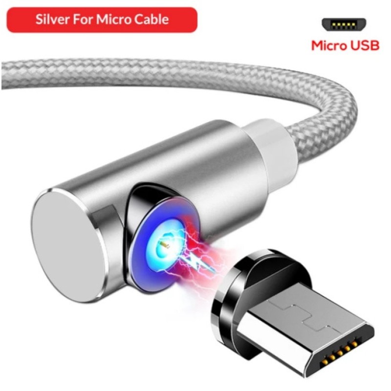 Магнітний Кутовий Micro USB кабель TOPK Сірий 2 метра