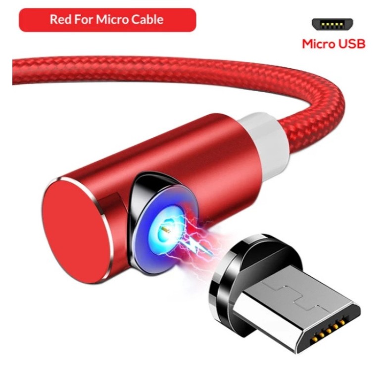 Магнітний Угловий Micro USB кабель TOPK Червоний 2 метри
