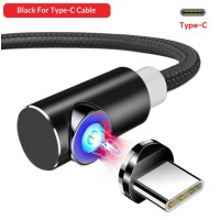 Магнітний кутовий Type C USB кабель TOPK Чорний 2 метри