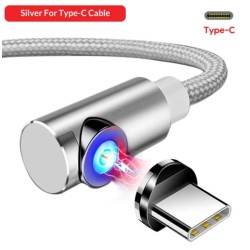 Магнітний кутовий Type C USB кабель TOPK Сірий 2 метри
