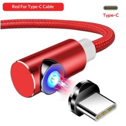 Магнітний кутовий Type C USB кабель TOPK Червоний 2 метри