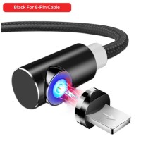 Магнітний Кутовий USB кабель TOPK (Lightning) для Iphone Чорний 2 метра