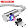 Магнітний Кутовий USB кабель TOPK (Lightning) для Iphone Сірий 2 метра