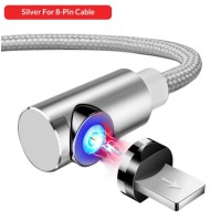 Магнітний Кутовий USB кабель TOPK (Lightning) для Iphone Сірий 2 метра