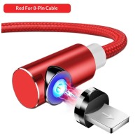 Магнітний Кутовий USB кабель TOPK (Lightning) для Iphone червоний 2 метра