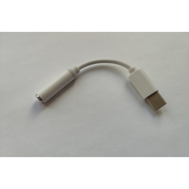 Перехідник для захищених смартфонів з type C на аудіо (AUX) 3.5 mm Білий