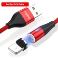 Магнітний круглий USB кабель (Lightning) 8-pin для швидкої зарядки Iphone Червоний