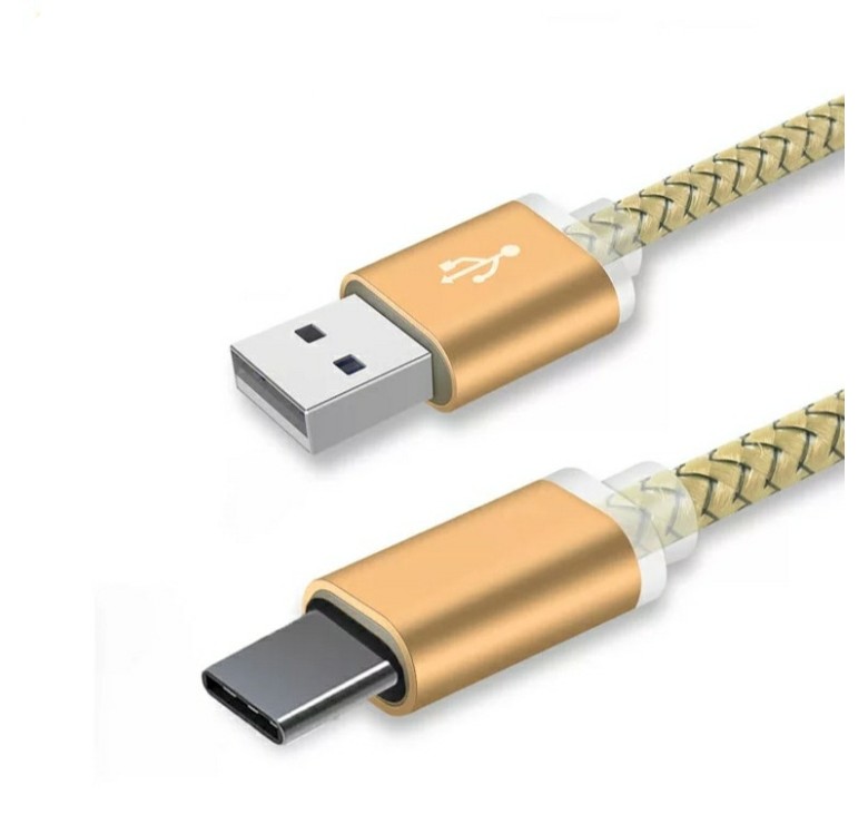Type C USB кабель 9 mm для захищених смартфонів Золотий 2 метри