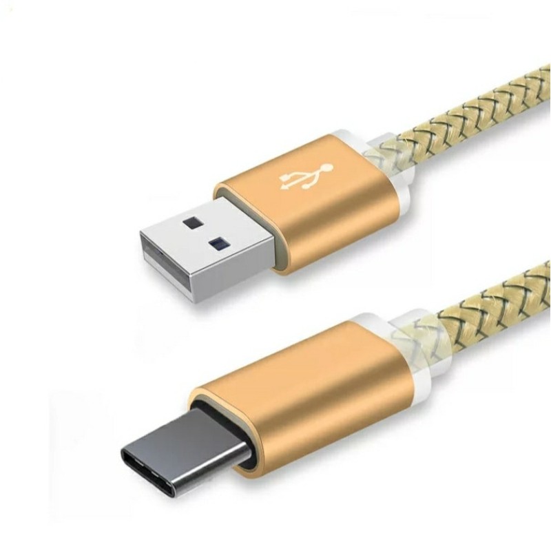 Type C USB кабель 9 mm для захищених смартфонів Золотий 2 метра