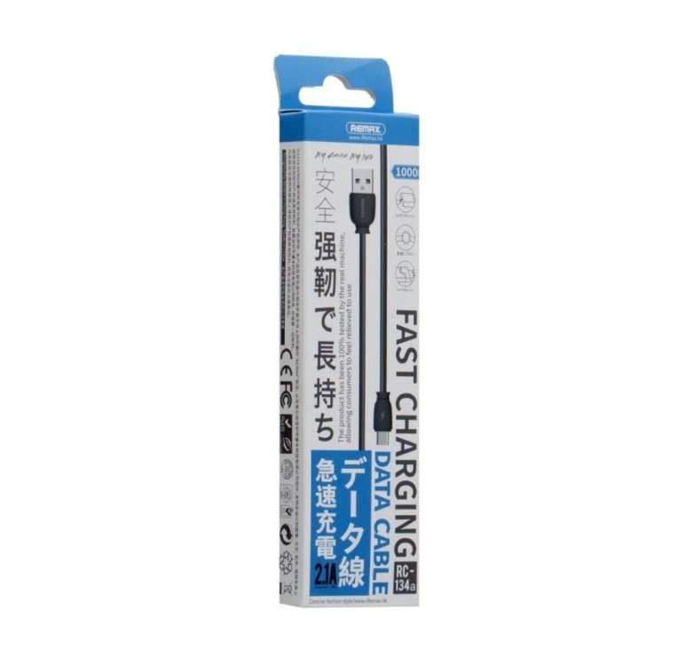 Type C USB кабель REMAX RC-134a для смартфонів 2.1 A Чорний
