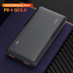 Зарядний пристрій Power Bank TOPK Швидка зарядка QC 3.0 10000 mAh Чорний