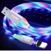 Магнітний USB кабель для Iphone (8-Pin) TOPK Cвітиться (мультиколір) швидка зарядкa 3A Білий