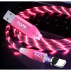 Магнітний USB кабель для Iphone (8-Pin) TOPK Cвітиться (червоним) швидка зарядкa 3A Розовий
