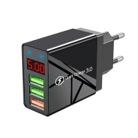 Оригінальний зарядний блок живлення Elough з дисплеєм на 3 USB швидка зарядка Quick Charge 3.0 Чорний