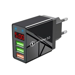 Оригінальний зарядний блок Elough з дисплеєм на 3 USB швидка зарядка Quick Charge 3.0 Чорний
