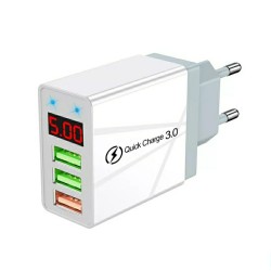 Оригінальний зарядний блок живлення Elough з дисплеєм на 3 USB швидка зарядка Quick Charge 3.0 Білий