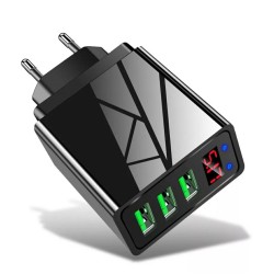 Зарядной блок питания Elough с дисплеем на 3 USB быстрая зарядка 5V 3.1A Черный