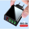 Зарядной блок питания Elough с дисплеем на 3 USB быстрая зарядка 5V 3.1A Черный