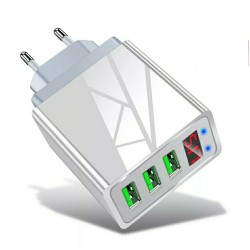 Оригінальний зарядний блок живлення Elough з дисплеєм на 3 USB швидка зарядка 5V 3.1A Білий