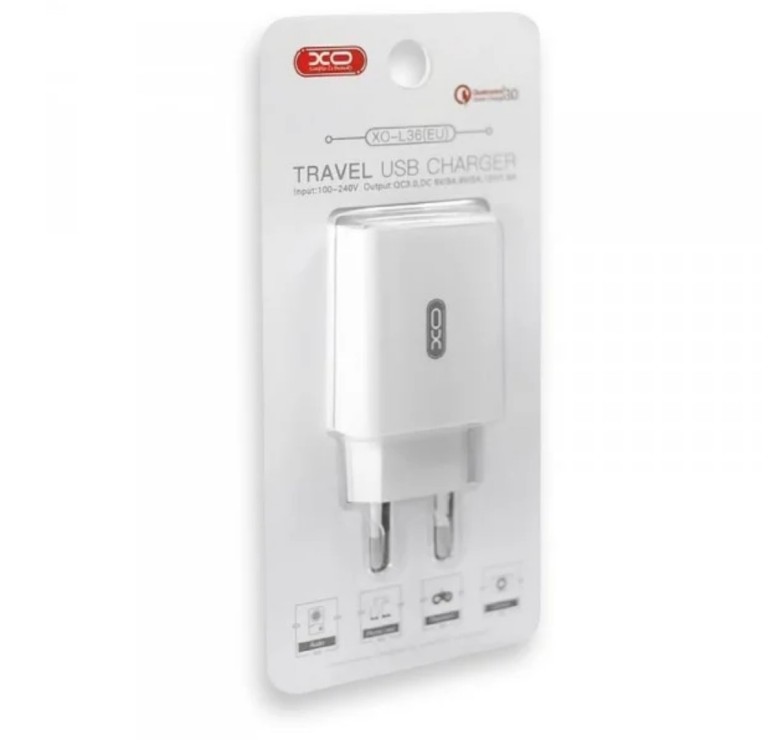Оригинальный блок питания XO-L36 Быстрая зарядка Quick Charge 3.0 Белый