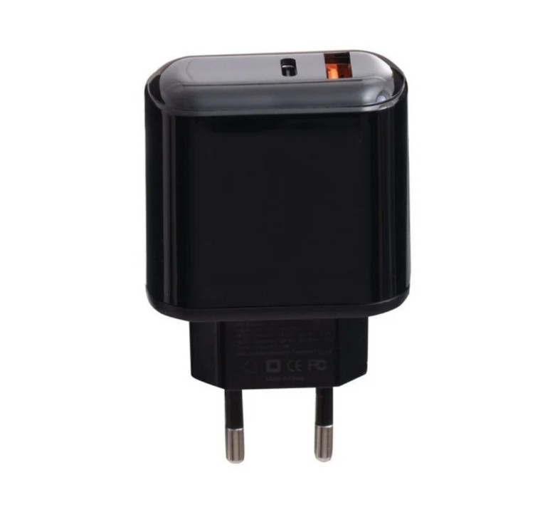 Блок живлення з дисплеєм XO-L42 Швидка зарядка Quick Charge 3.0 USB + Type C Чорний