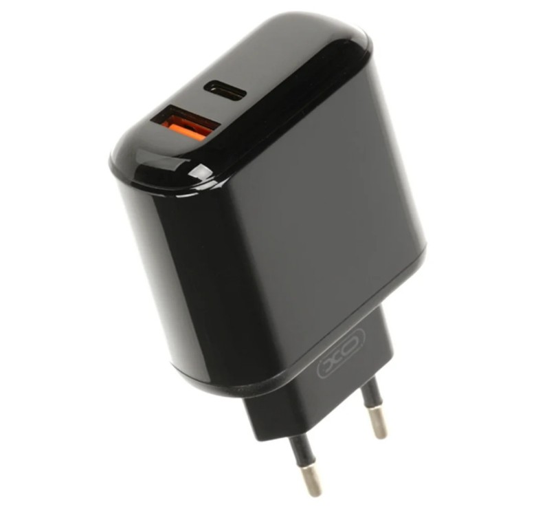 Блок живлення з дисплеєм XO-L42 Швидка зарядка Quick Charge 3.0 USB + Type C Чорний
