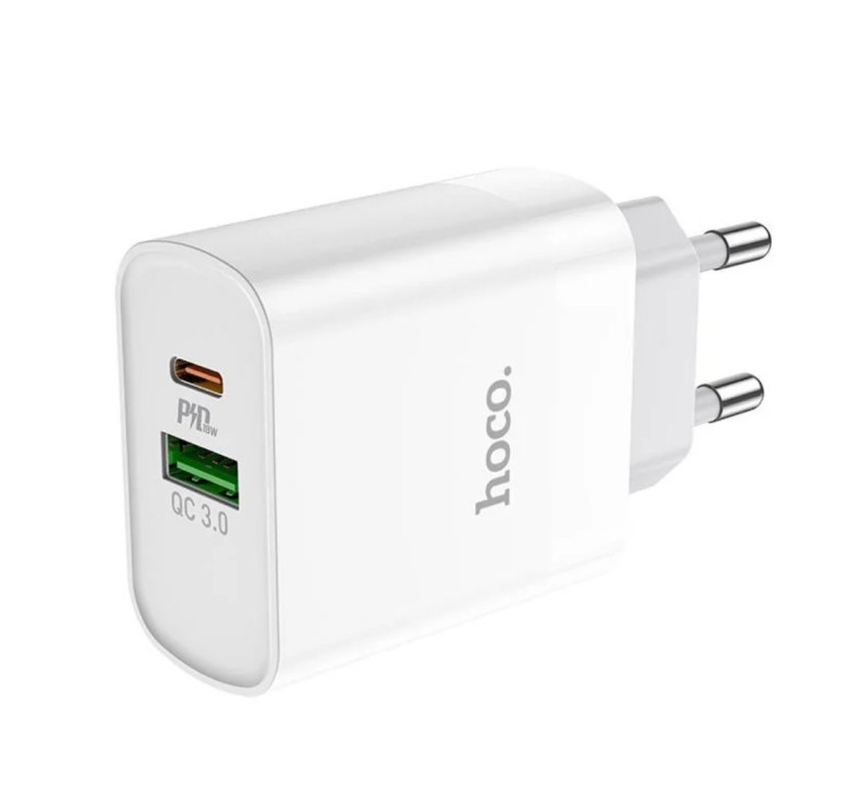 Блок питания hoco. C80A Быстрая зарядка Quick Charge 3.0 USB 18W + Type C 20W Белый
