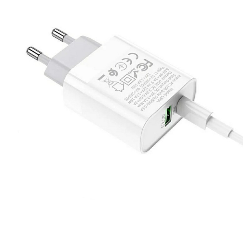 Блок питания hoco. C80A Быстрая зарядка Quick Charge 3.0 USB 18W + Type C 20W Белый