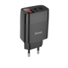 Оригінальний зарядний блок живлення 2 USB Hoco. C86A 5V 2.4 А з дисплеєм Чорний