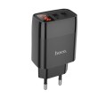 Оригінальний зарядний блок живлення 2 USB Hoco. C86A 5V 2.4 А з дисплеєм Чорний