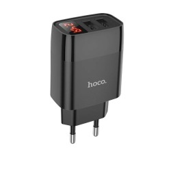 Оригінальний зарядний блок живлення 2 USB Hoco. C86A 5V 2.4 А з дисплеєм Чорний