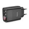 Оригінальний зарядний блок живлення 2 USB Hoco. C86A 5V 2.4 А з дисплеєм Чорний