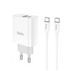 Блок живлення Hoco. C80A з кабелем type C Швидка зарядка Quick Charge 3.0 USB 18W + Type C 20W Білий