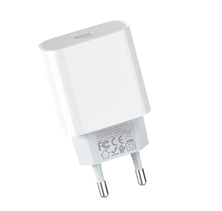 Блок питания hoco. C76A Plus Быстрая зарядка Quick Charge 3.0 2.0 Type-C 20W Белый