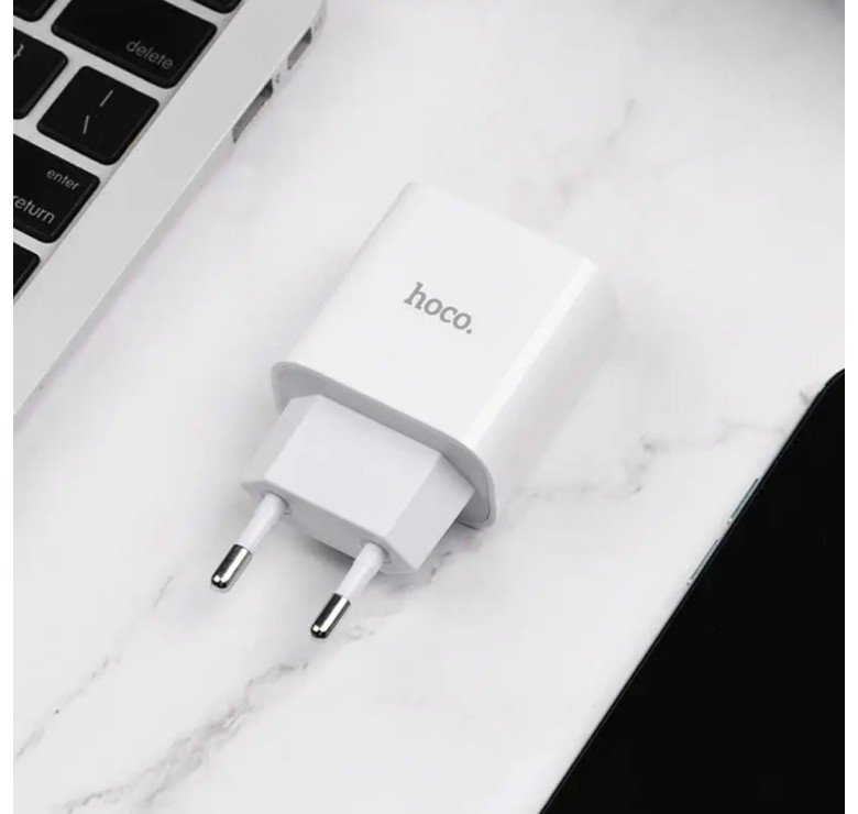 Блок питания hoco. C76A Plus Быстрая зарядка Quick Charge 3.0 2.0 Type-C 20W Белый