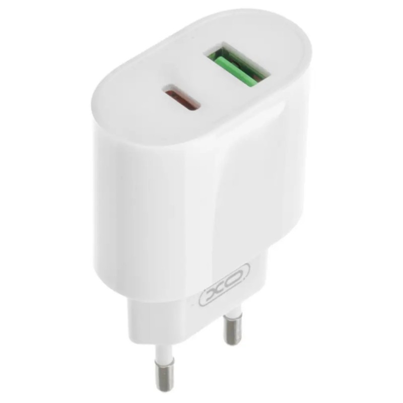 Блок живлення XO-L81A Швидке заряджання Quick Charge 3.0 USB 18W + Type C (PD 20W) Білий