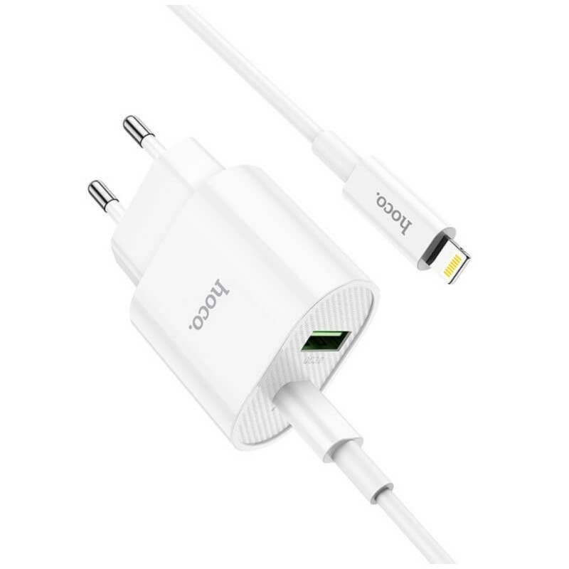 Блок живлення Hoco. C95A з кабелем Type-C - Lightning Quick Charge 3.0 18W + Type-C PD20W Білий