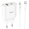 Блок питания hoco. C95A с кабелем Type-C - Lightning Quick Charge 3.0 18W + Type-C PD20W Белый