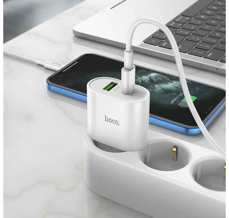 Блок питания hoco. C95A Quick Charge 3.0 18W + Type-C PD20W Белый