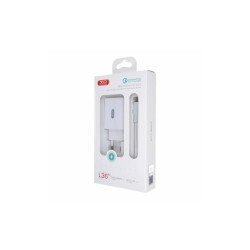 Блок питания XO-L36 с кабелем Type-C  Быстрая зарядка Quick Charge 3.0 Белый