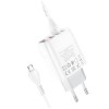 Блок питания hoco. C93A 3 USB + дисплей + кабель Micro-USB до 3.4 Ампер Белый