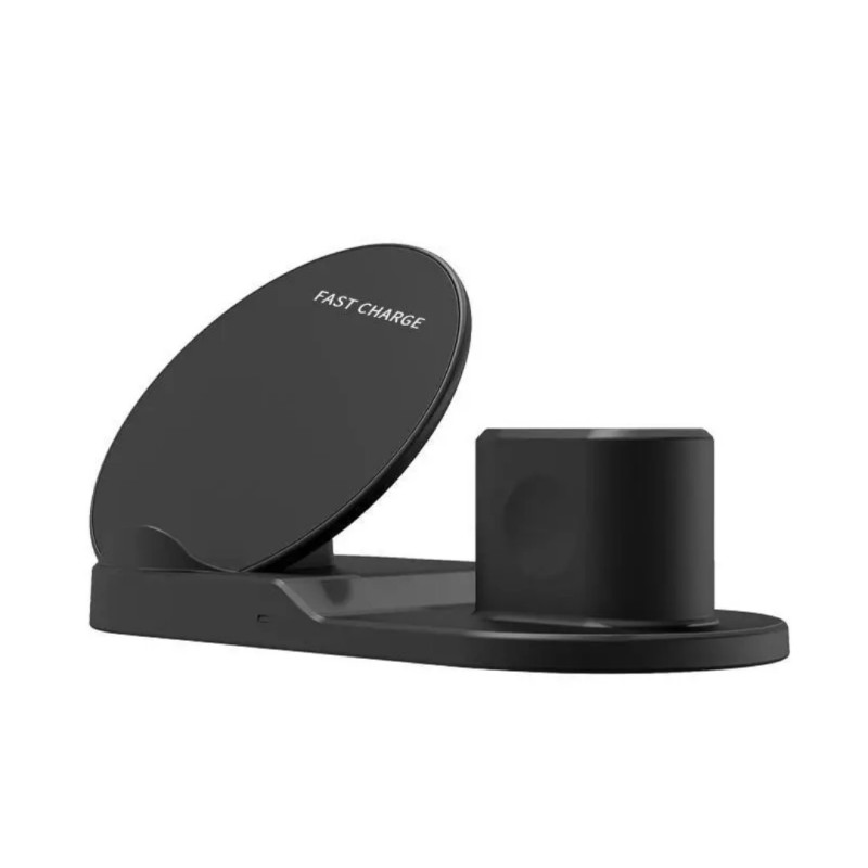 Бездротовий зарядний пристрій 3 в 1 Швидка зарядка 5-9 вольт / 5-10 Ватт / 2 Чорний Ампера